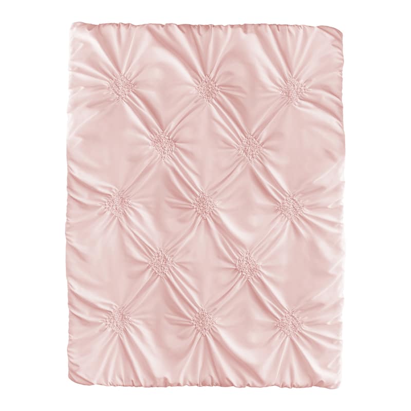 Sweet Jojo Designs Blush Pink Shabby Chic Girl 3pc Mini Crib Bedding Set Rose Elegant Ruched Diamonds Classic Princess Harper