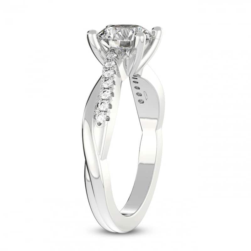 VS 1 1/4Ct Moissanite & Lab Grown Diamond Engagement Twist Ring in Gold