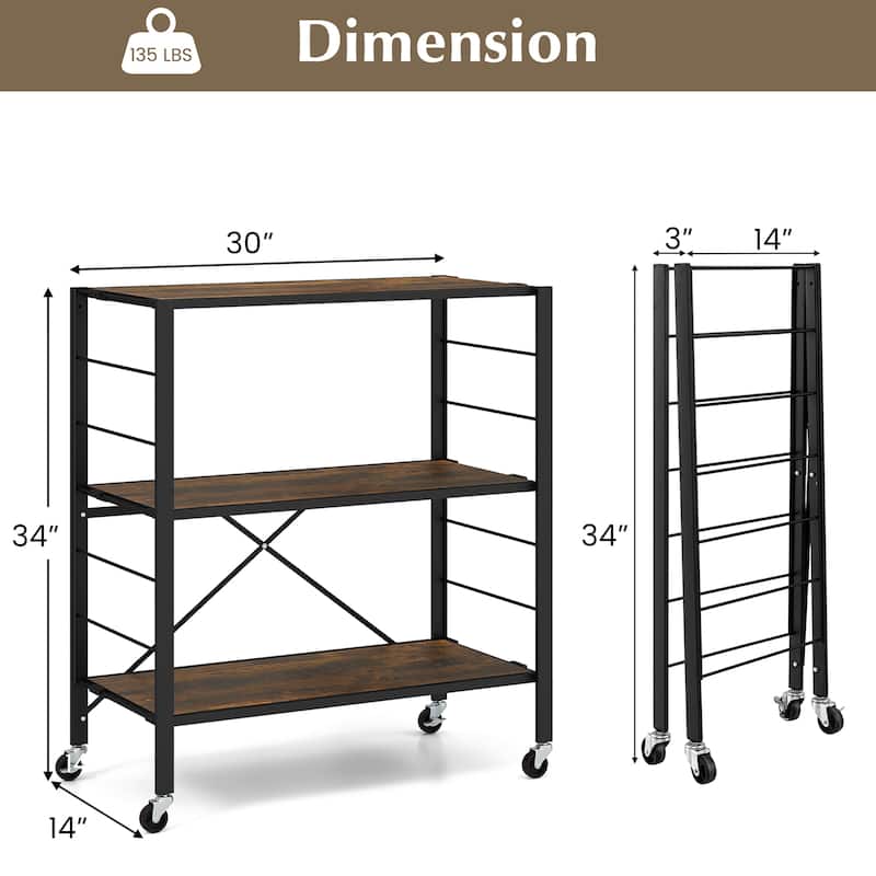 Gymax 3-Tier Folding Shelf Free DIY Design Shelving Unit w/ 4