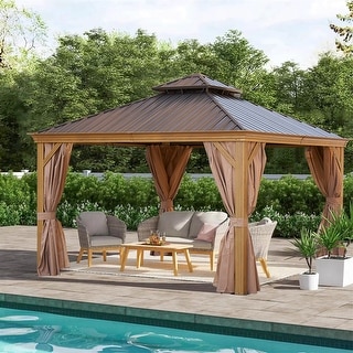 Outdoor Permanent Hardtop Gazebo Canopy for Patio, Garden, Backyard