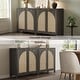preview thumbnail 13 of 15, Bohemian Arched Rattan Door Sideboard with 2 Adjustable Shelves - 1-Piece