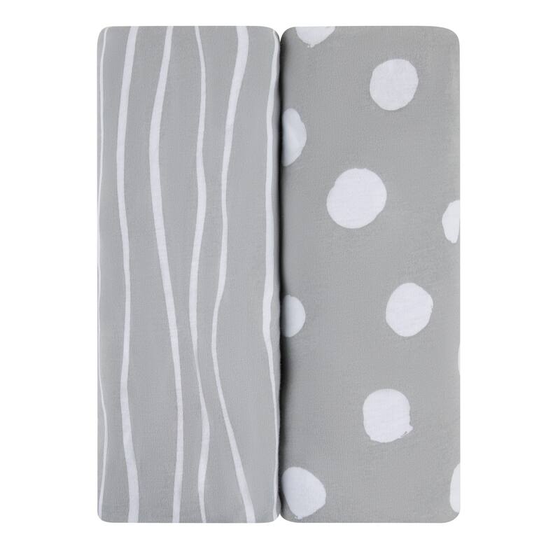 Ely's & Co. Baby Fitted Changing Pad Cover - Cradle Sheet Set - 2 Pack - 32" x 16" - Grey & White Abstract