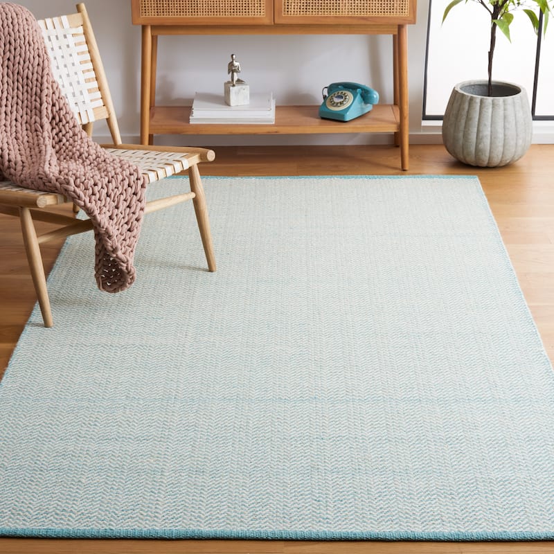 SAFAVIEH Handmade Vermont Windy Wool Rug - 8' x 10' - Teal/Ivory