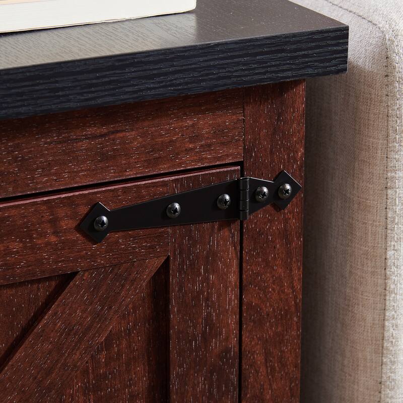 GDF Studio - Rochblave Farmhouse Engineered Wood End Table with Barn Door