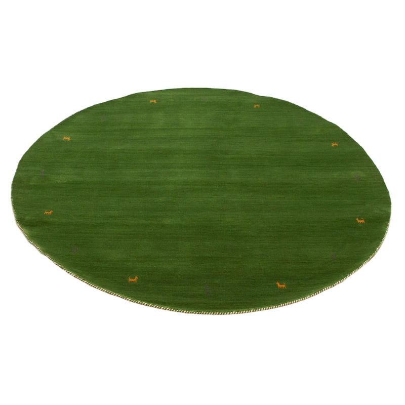 Kashkuli Gabbeh Green Rug 6'7" x 6'7" - 6'7 x 6'7