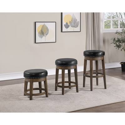 Poundex Round Armless Stool with Swivel Upholstered Seat (Set of 2)
