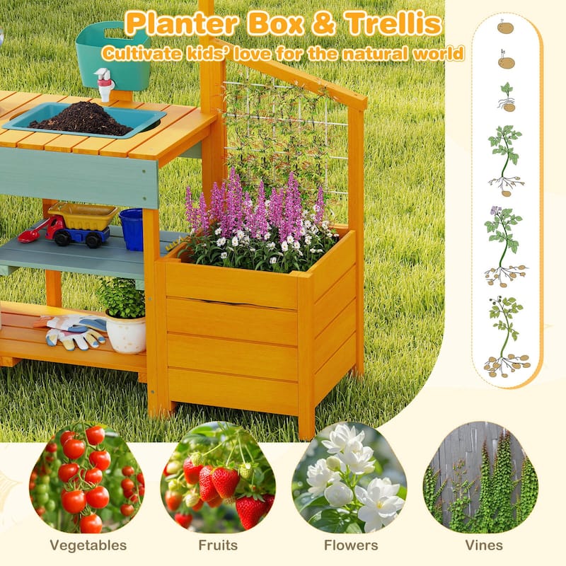 Costway Play Kitchen for Kids Wooden Toy Kitchen Playset with - See Details