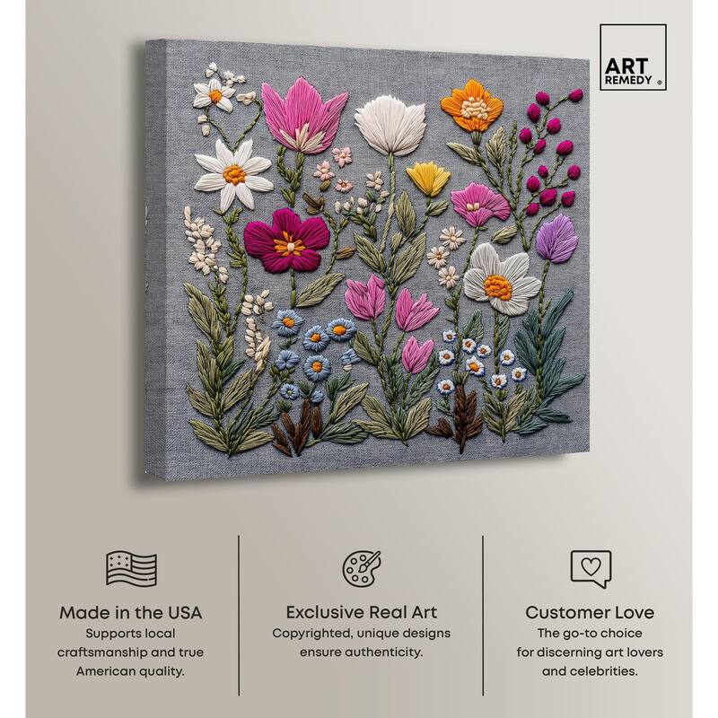 Fabric Flora Canvas by Art Remedy, Gallery Wrapped