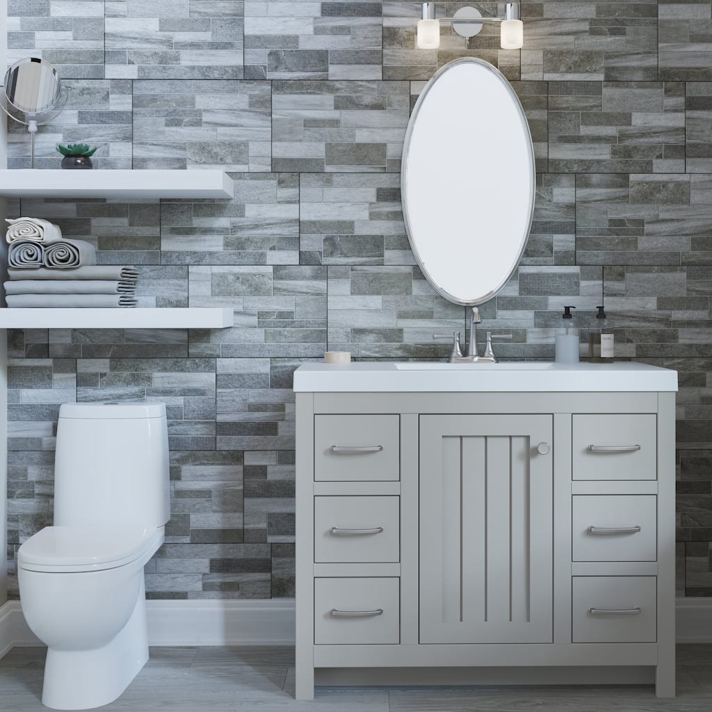 Chamiree 42.5" Bathroom Vanity With Cabinet, 6 Drawers, and White Sink Top