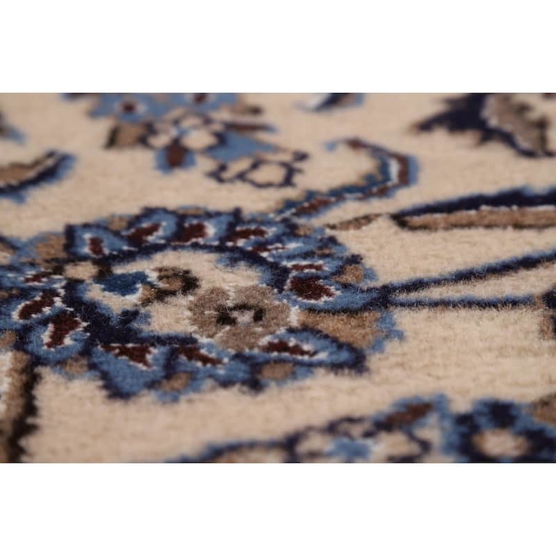 Floral Medallion Nain Persian Area Rug Handmade Wool Carpet - 7'9"x 11'3"