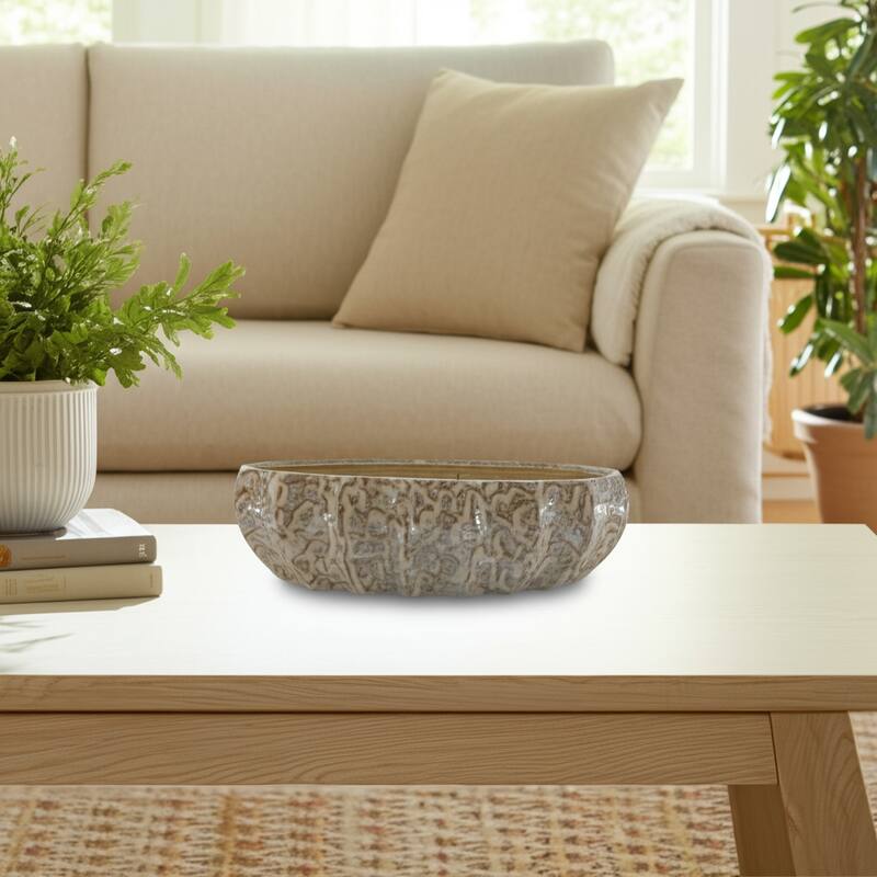 Ceramic Decorative Bowl with Glossy Glazed Finish Modern Accent