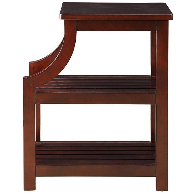 24-Inch Modern Wood Side Table with Shelves and USB Espresso Nightstand for Living Room or Bedroom - 13”L x 20”W x 24”H