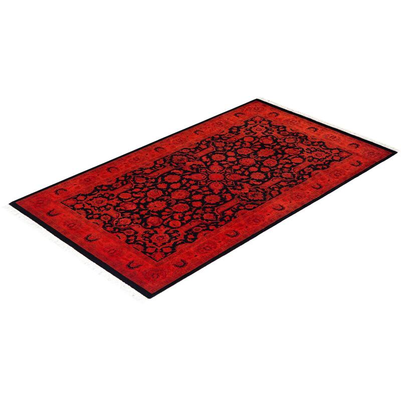 Overdyed, One-of-a-Kind Hand-Knotted Area Rug - Orange - 3' 1" x 5' 4"