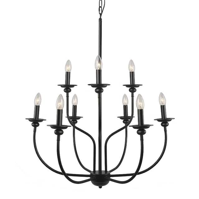 Modern Farmhouse 9-Light Metal Candle Chandelier for Dining Room