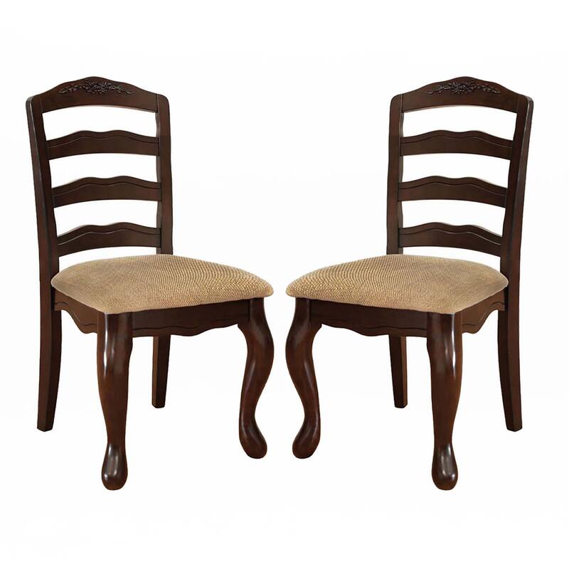 Set of 2 Fabric Padded Seat Dining Chairs - Tan