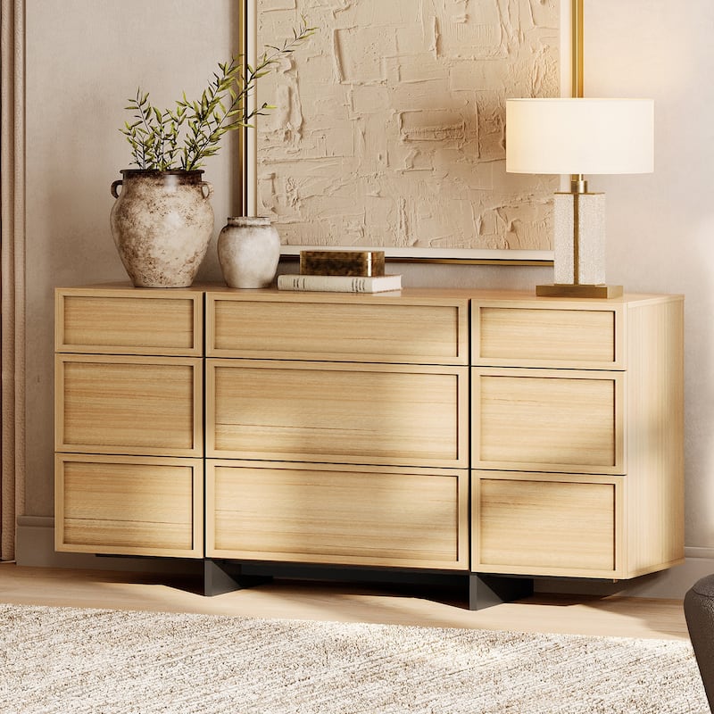 WAMPAT Modern Dresser With T-Shaped Legs - Wooden Storage Cabinet & Closet Organizer For Bedroom