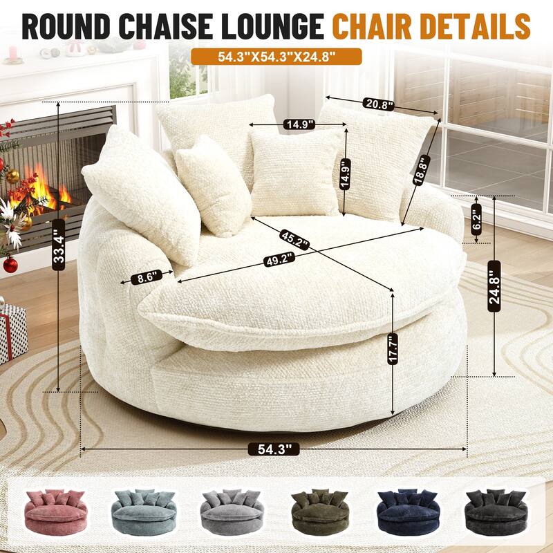 Rossetta Oversized Round Polyester Foam Chair with Pillows