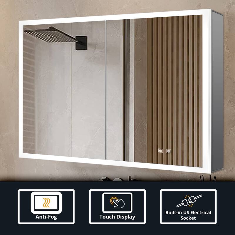 Mesa Surface-Mount LED Mirror Medicine Cabinet with Defogger