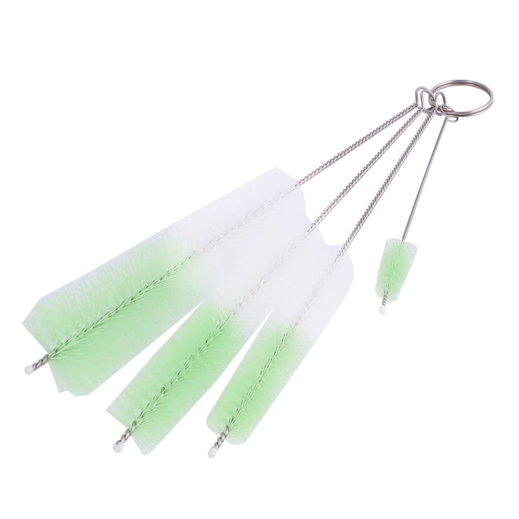 Kitchen Tube Kettle Spout Teapot Nozzle Clean Brush Tool Set 4 in 1 Green - Silver Tone, White, Green