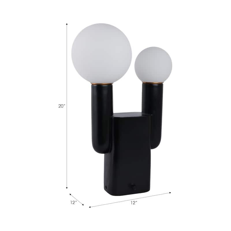 Metal Table Lamp Double Globe Sculptural Minimalist Modern Accent