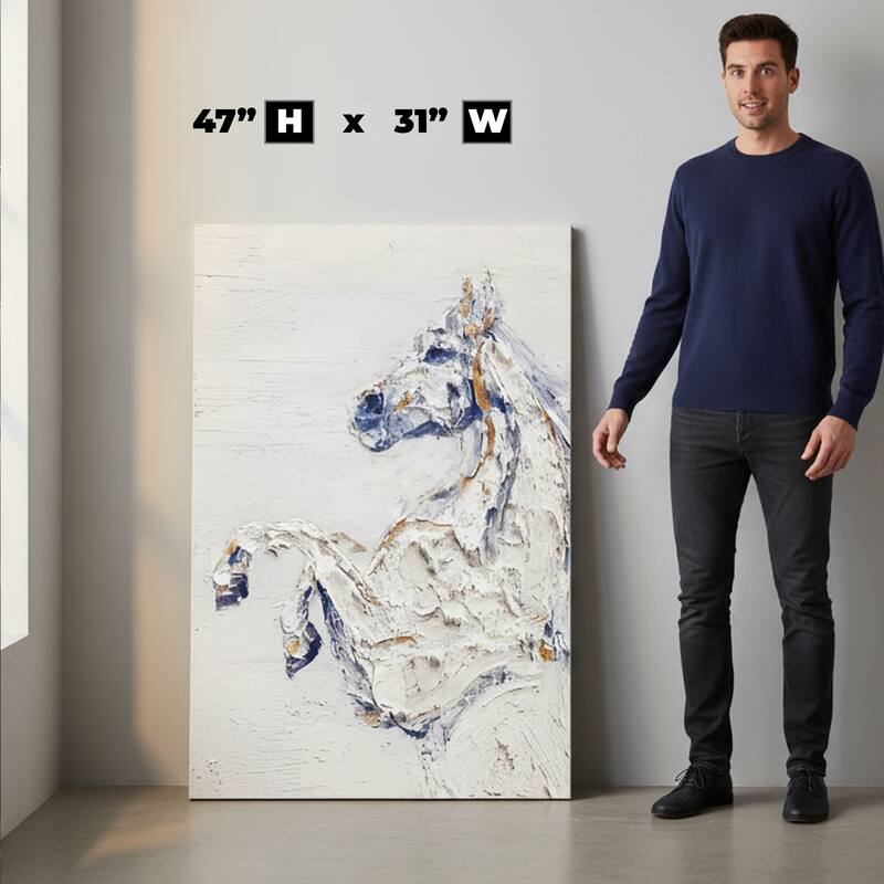 Majesty Hand Painted Oil Canvas Wall Art with Rearing Horse Design