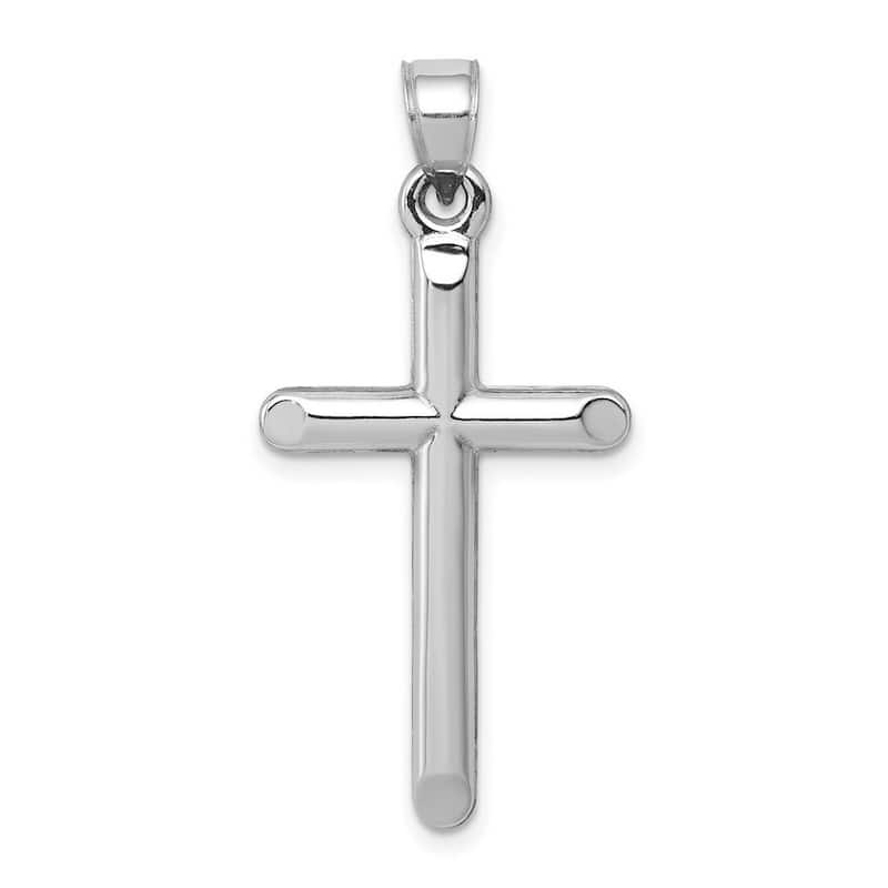 Curata 14k White Gold 18" Polished Hollow Cross Pendant Necklace - 33.2x16mm