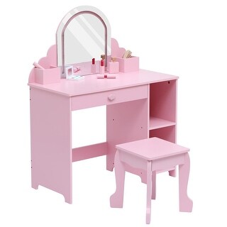 Kids Vanity Desk with Mirror and Lights