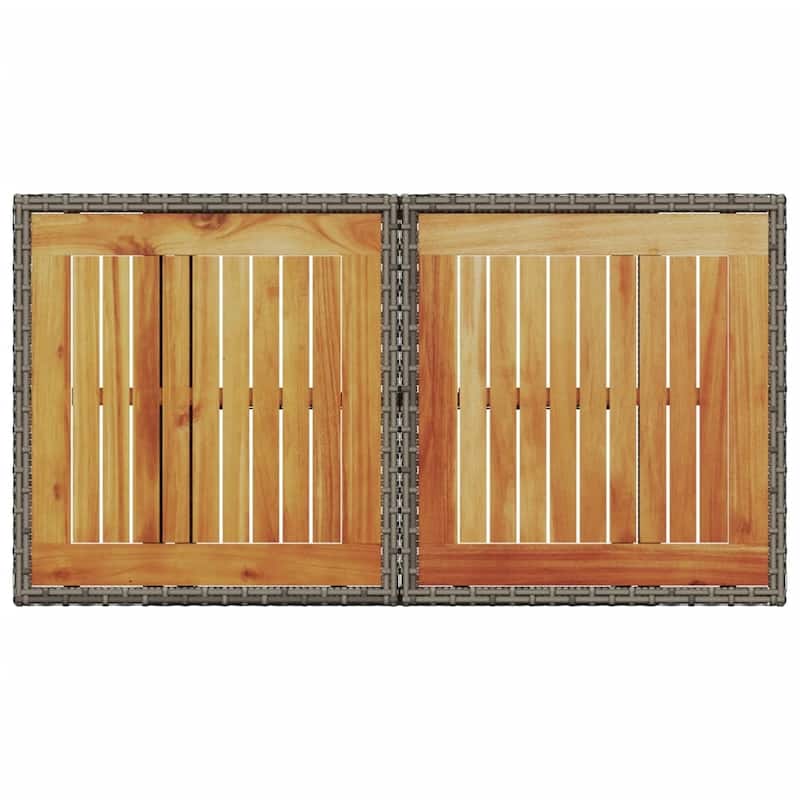 vidaXL Patio Table Rectangular Backyard Garden Poly Rattan and Acacia Wood - 39.4 x 21.7 x 28.7 in