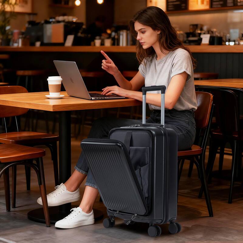 14"/20" 2 pcs/set in ABS Spinner Wheel Luggage, with Combination Lock and Front Opening Design, 14" Cosmetic Case