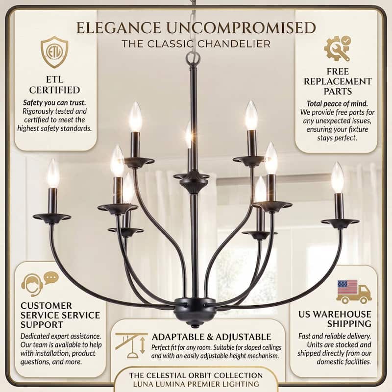 Maxax 9 - Light Candle Style Classic / Traditional Chandelier