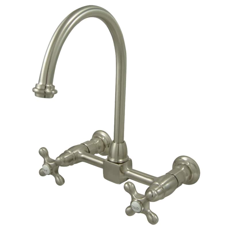 Kingston Brass Restoration Wall Mount Bridge Kitchen Faucet - Brushed Nickel