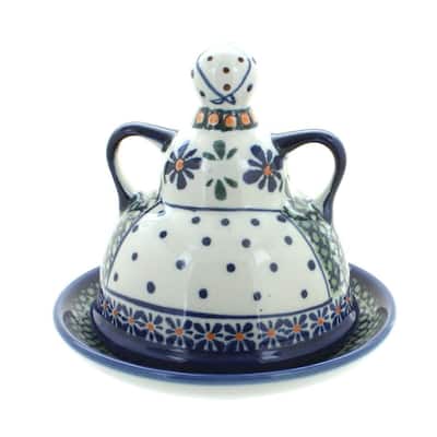 Blue Rose Polish Pottery 1124 Zaklady Small Cheese Lady