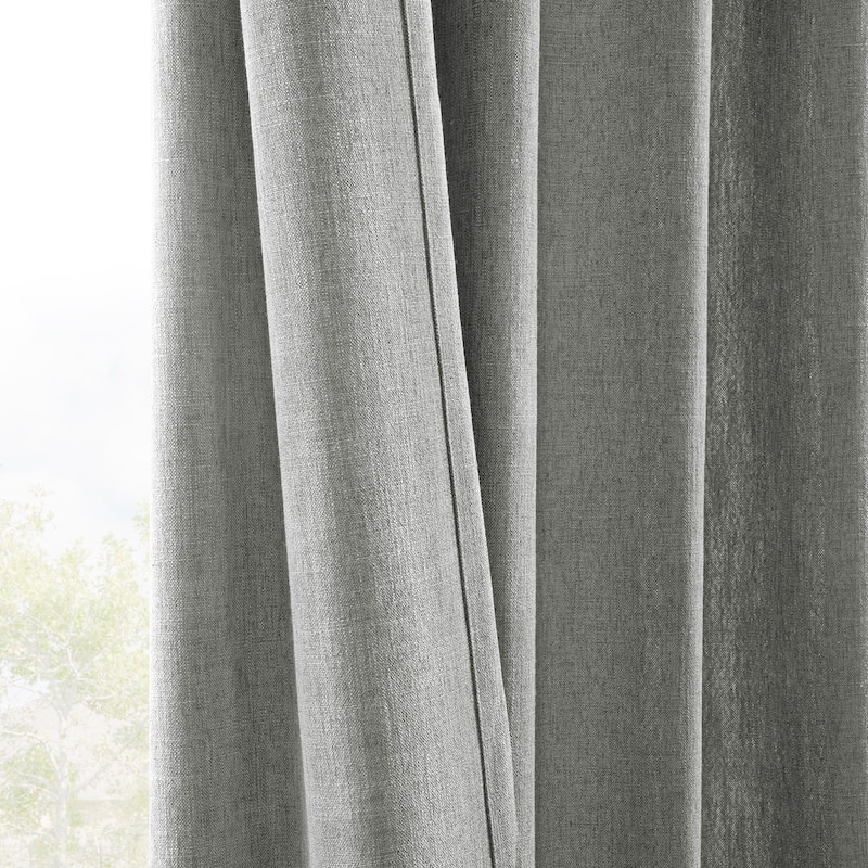 Exclusive Fabrics Simply Faux Linen Curtains (2 Panel) Light Filtering Curtains For Bedroom & Living Room Curtains
