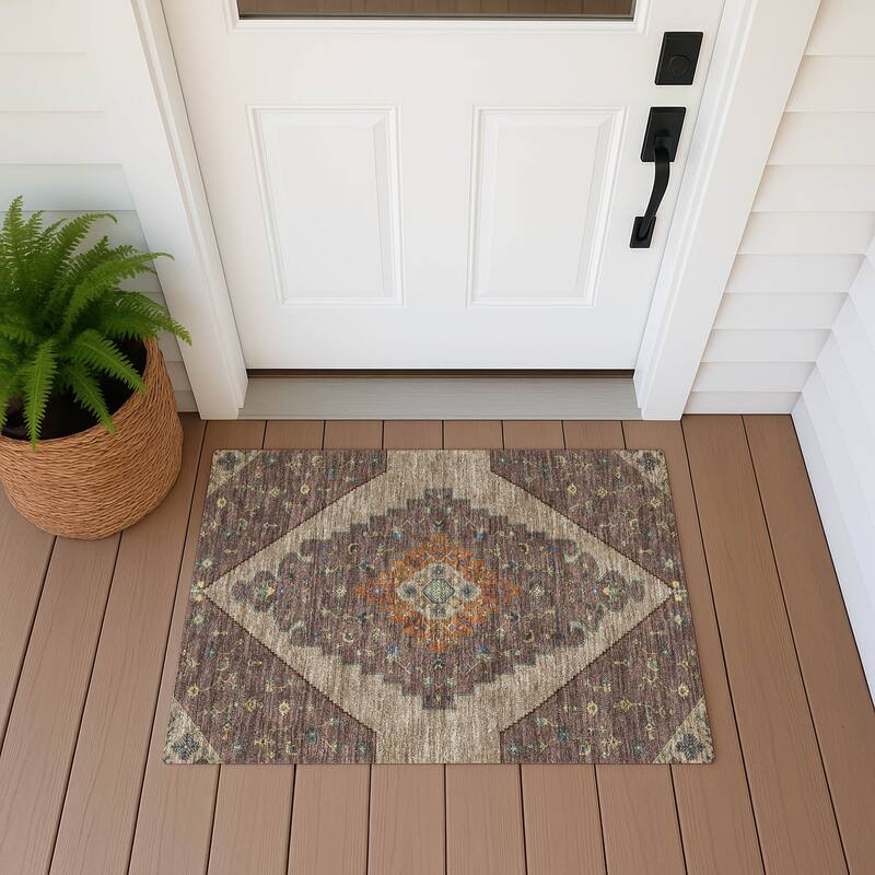 Machine Washable Indoor/ Outdoor Global Marrakesh Chantille Rug - Brown - 1'8" x 2'6"