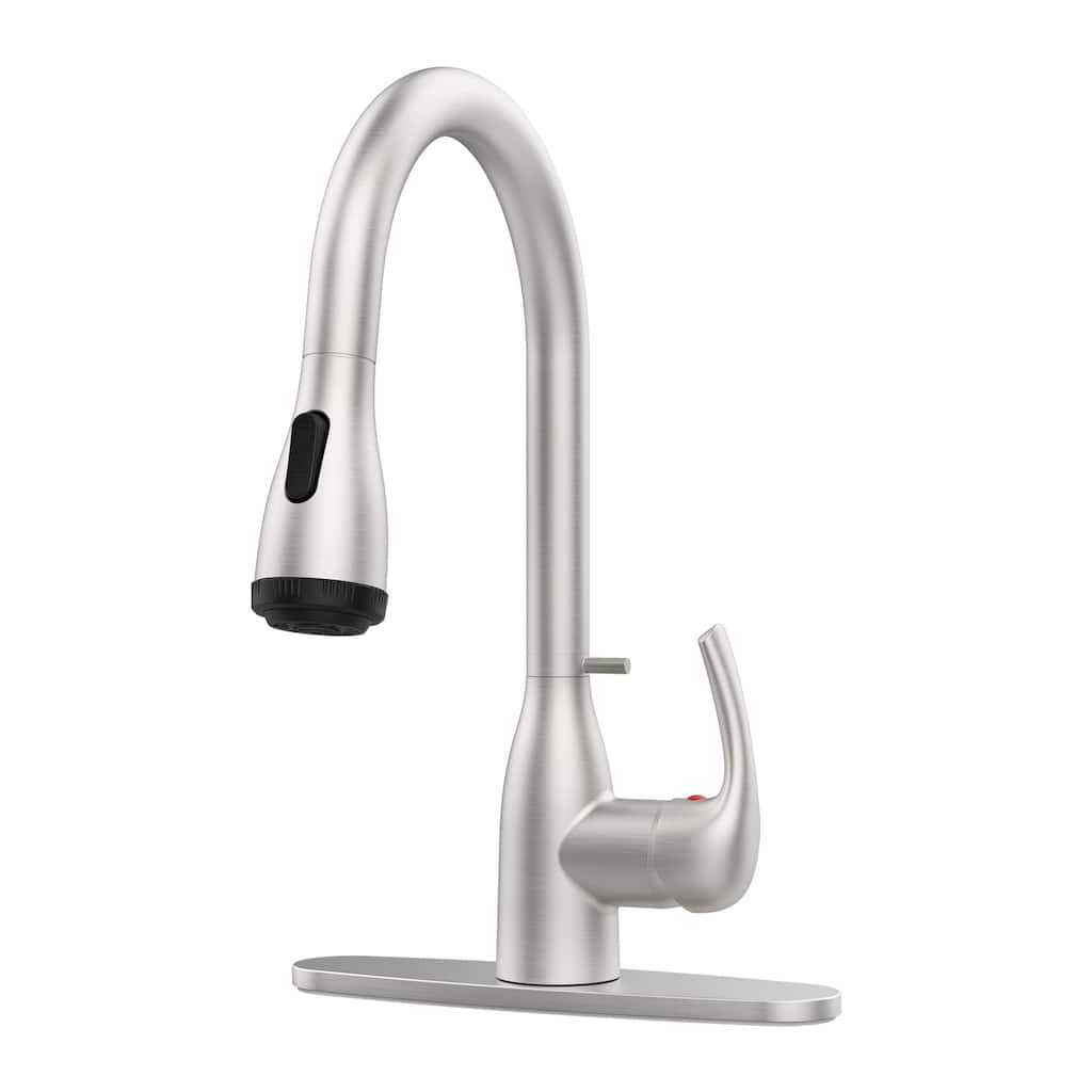 Kitchen Faucet with Pull Down Sprayer and 4 Spraying Modes Commercial 1 or 3 Hole Kitchen Faucets with Locking Buckle