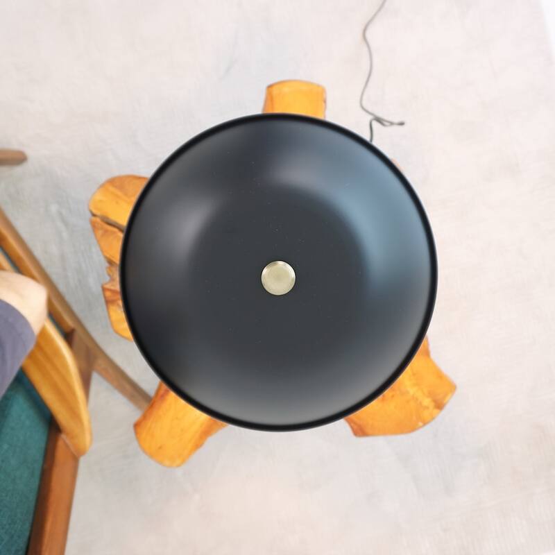 Kiara Mid-Century Modern Dome Table Lamp with Wooden Base