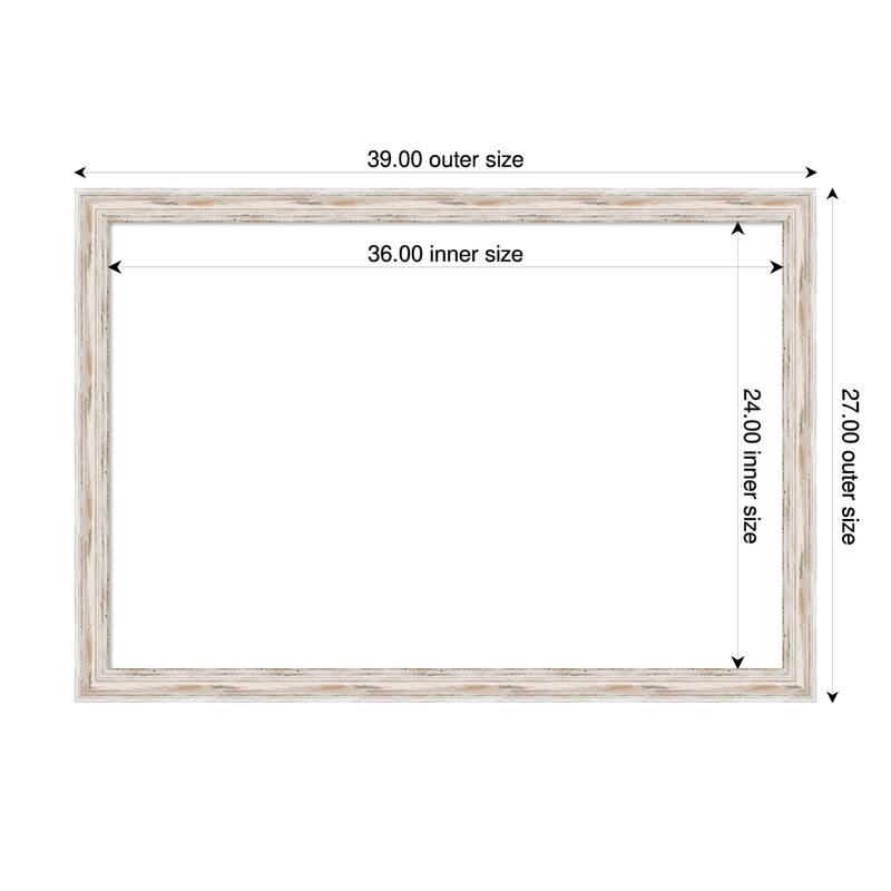 Amanti Art Alexandria White Wash Narrow Framed Dry Erase Magnetic Board - 39 x 27 in