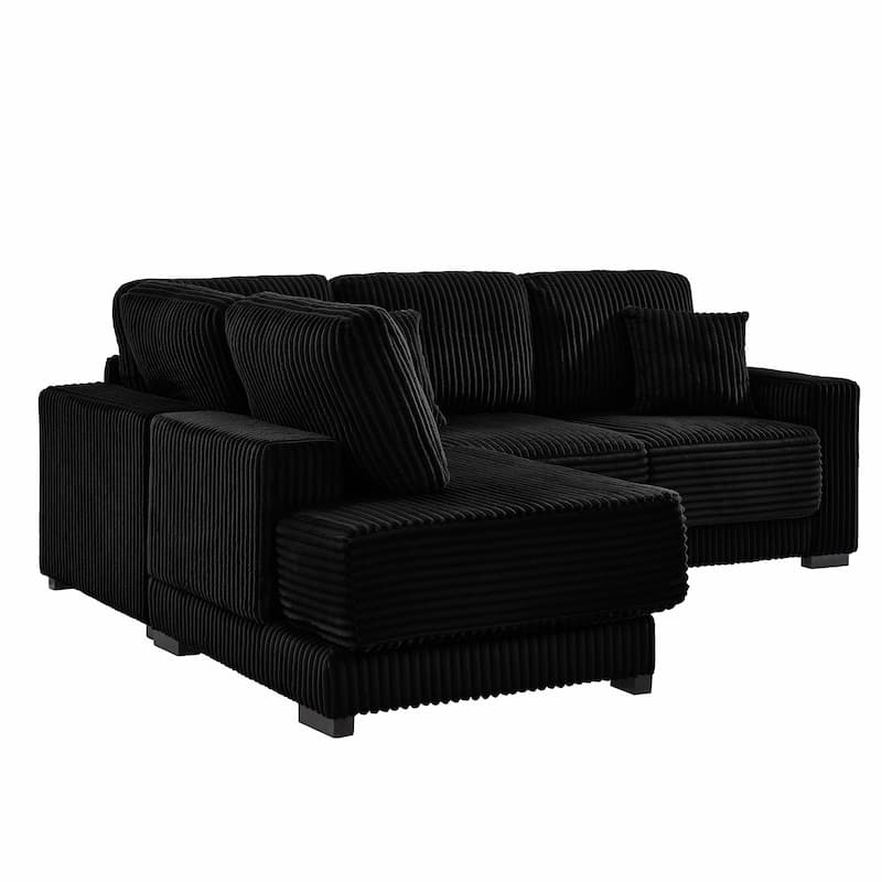 93" Sectional Sofa, L-Shaped with Reversible Chaise Lounge, Upholstered in Soft Corduroy