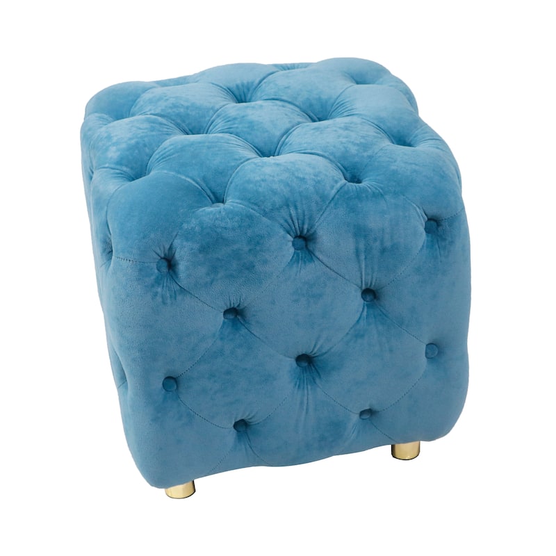 Velvet Upholstered Ottoman, Multi-Functional Dice-Shaped Foot Stool, Dressing Makeup Chair with Hidden Storage Compartment
