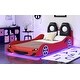 preview thumbnail 21 of 39, Wood Twin Size Race Car-Shaped Kids Platform Bed with LED and Upholstered Backrest, Bedroom Floor Bed Wood Frame for Kids Teens