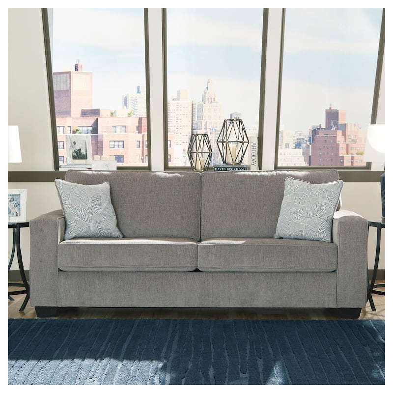 Signature Design by Ashley Altari Queen Sofa Sleeper - 85"W x 38"D x 37"H - Alloy