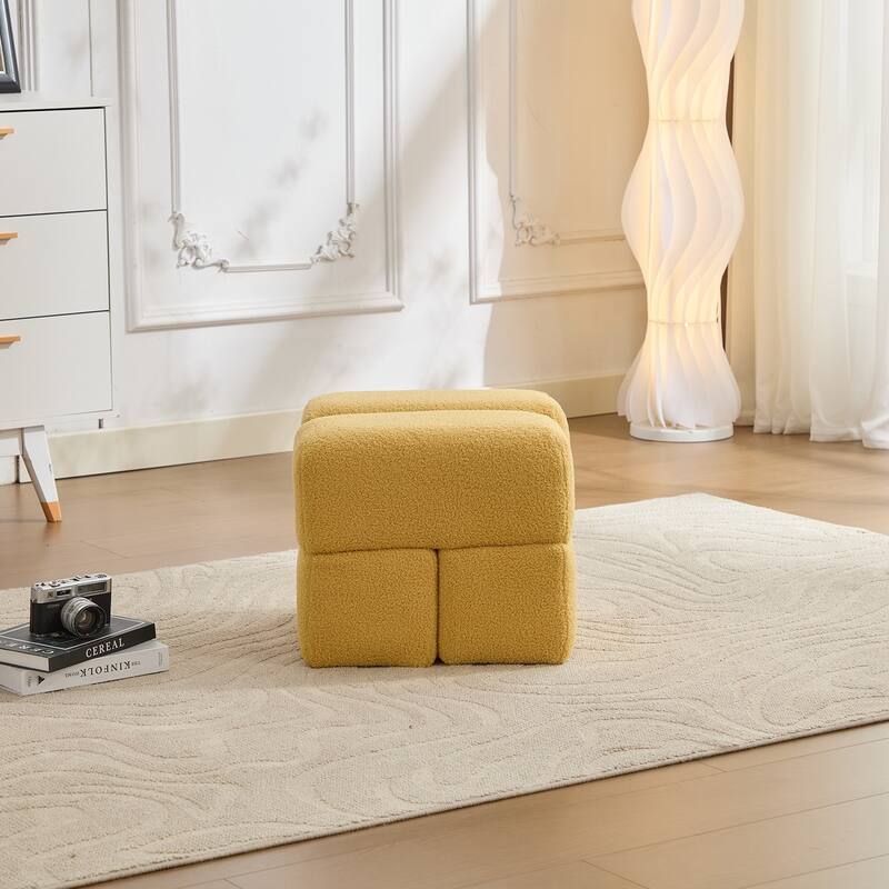 SEYNAR Modern 16.5''Faux Sherpa Square Cube Otttoman