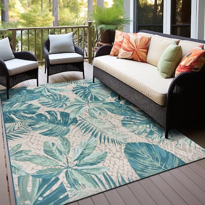 World Rug Gallery Contemporary Tropical Floral Indoor/Outdoor Area Rug