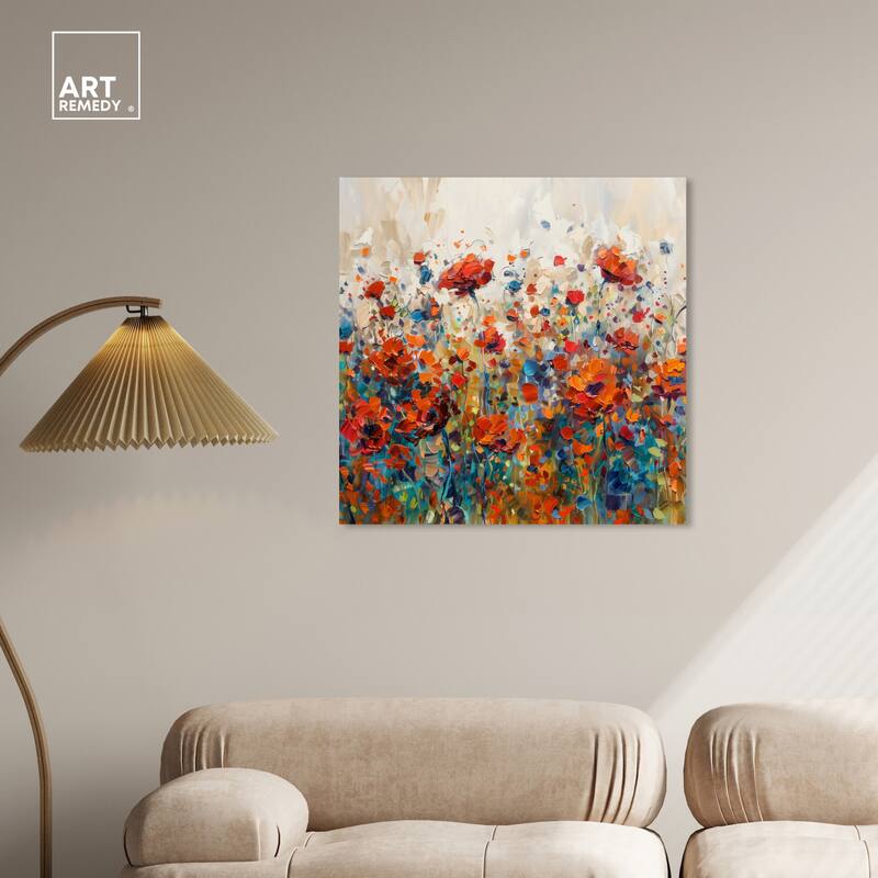 Art Remedy Beautiful Garden Bloom Gallery Wrapped Impressionism 1 Piece Canvas Wall Art