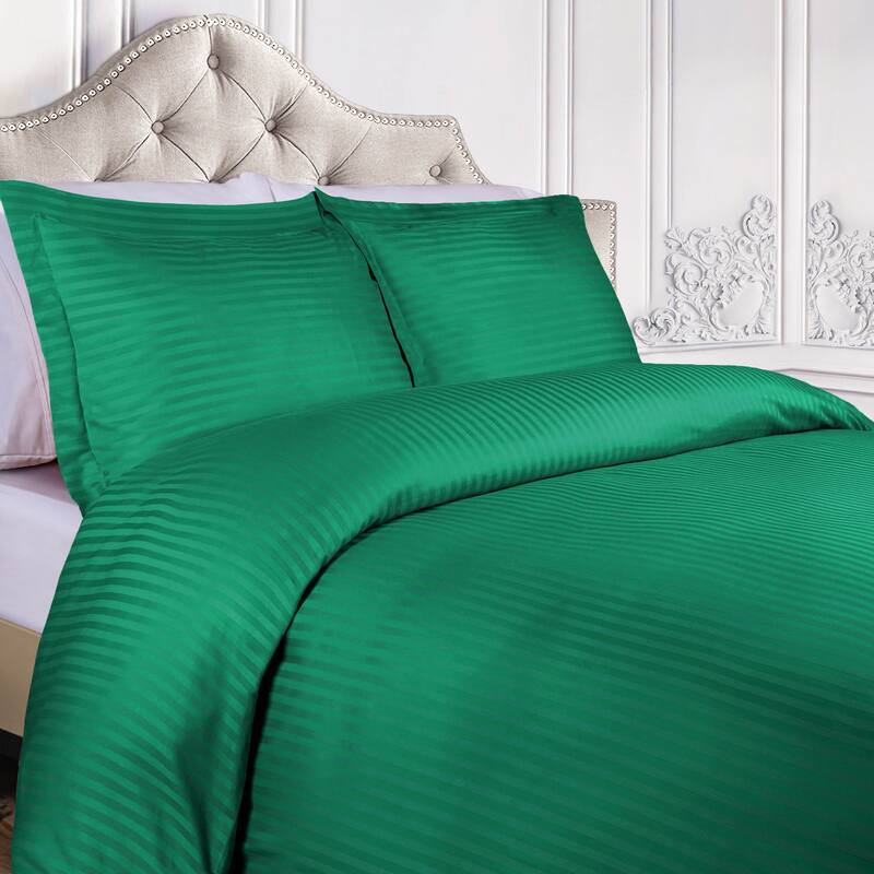 Superior Egyptian Cotton 300 Thread Count Stripe Duvet Cover Set with Pillow Shams