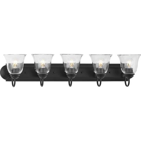 Five-Light Matte Black Transitional Bath and Vanity Light with Clear Glass for Bathroom - Large