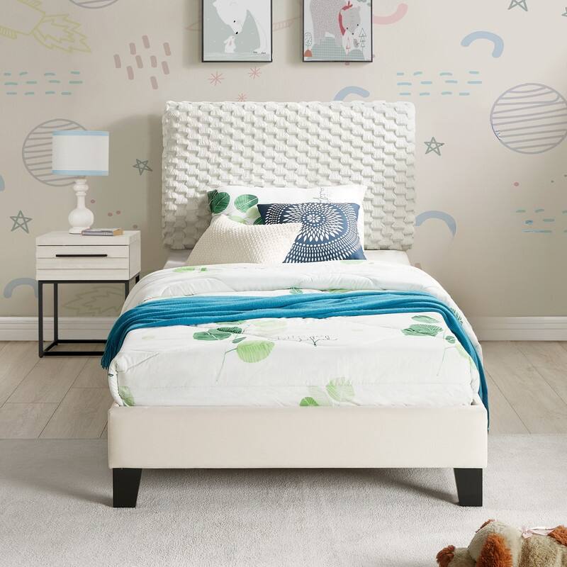 2/3-Piece Bedroom Set, Plush 3D Upholstered Bed with 1/2 Nightstands, Twin - 2 Piece - Twin