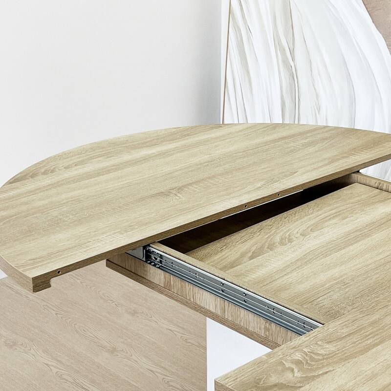 59x43 Inch Expandable Farmhouse Dining Table with X-Base, White Oak Finish - White Oak