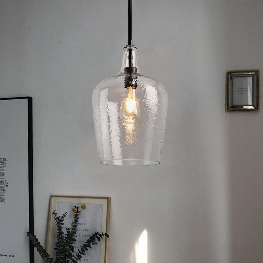 1 - Light Single Teardrop Pendant - Natural