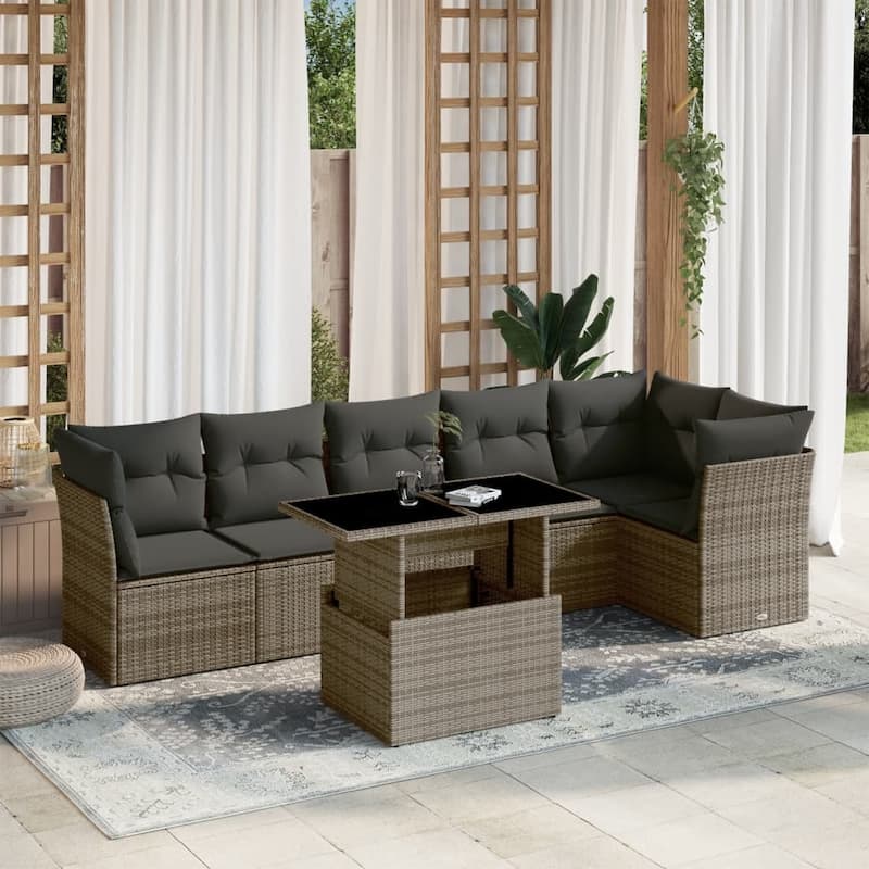 7-Piece Modular Patio Sofa Set - 21.7 x 39.4 x 28.7 in - Gray